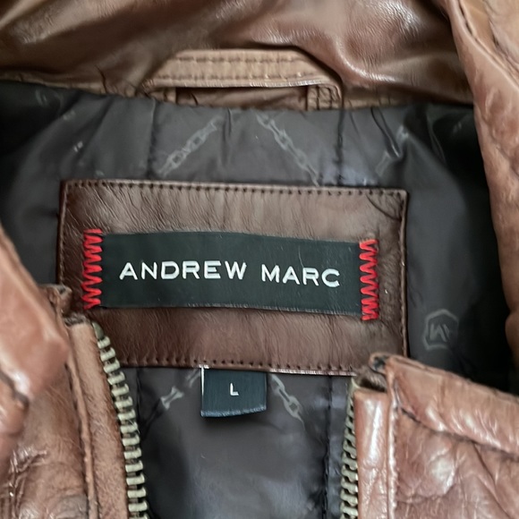 Andrew Marc Brown Leather Bomber - Picture 2 of 9